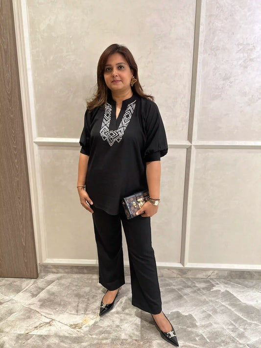 Black baguette cord set