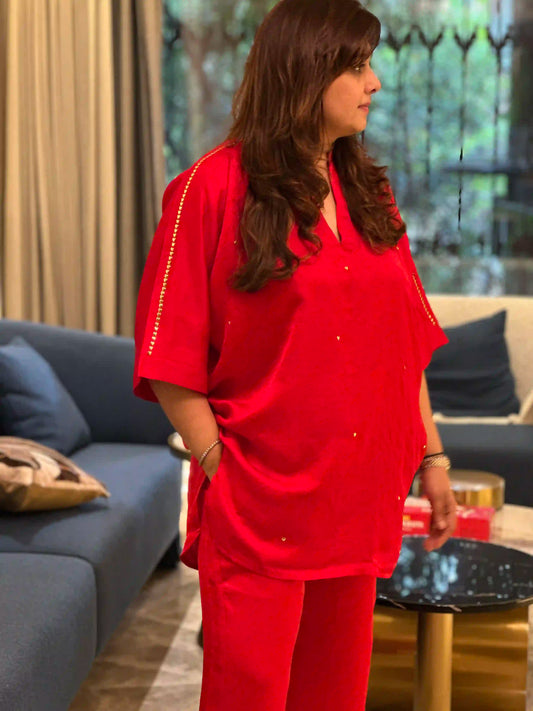 Crimson athena cord set