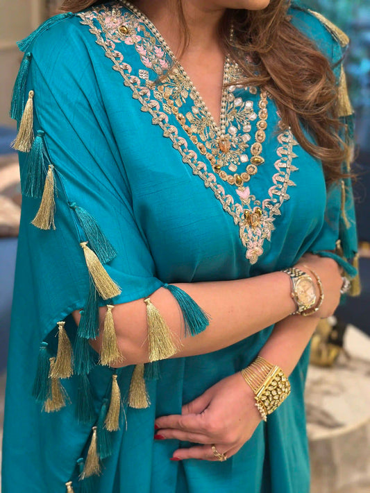 Turquoise Alisha drape kurta set