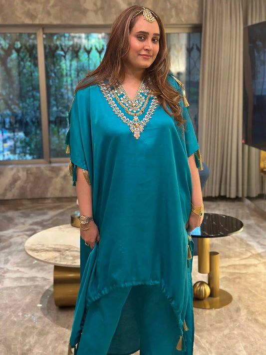 Turquoise Alisha drape kurta set