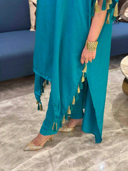 Turquoise Alisha drape kurta set