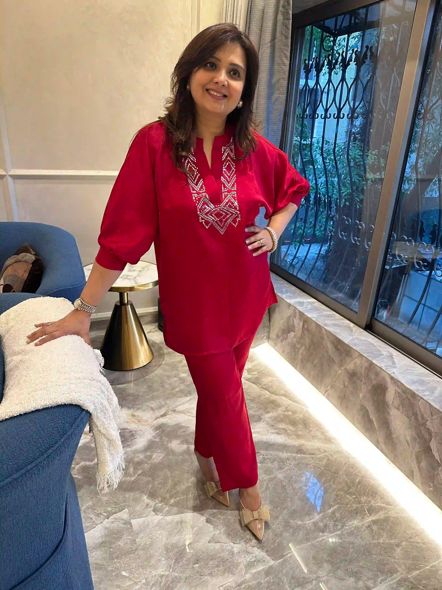 Red baguette cord set