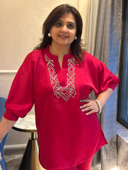 Red baguette cord set