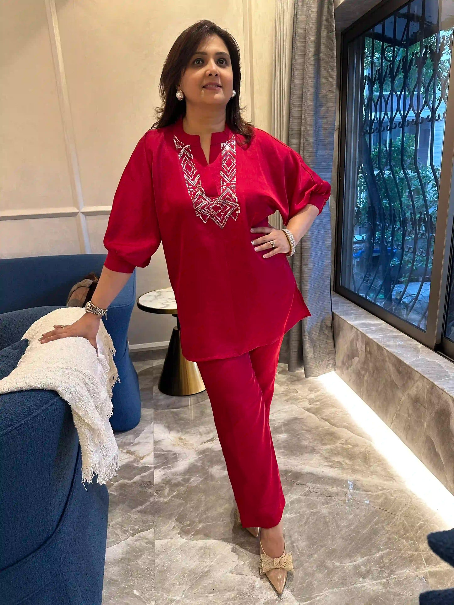 Red baguette cord set