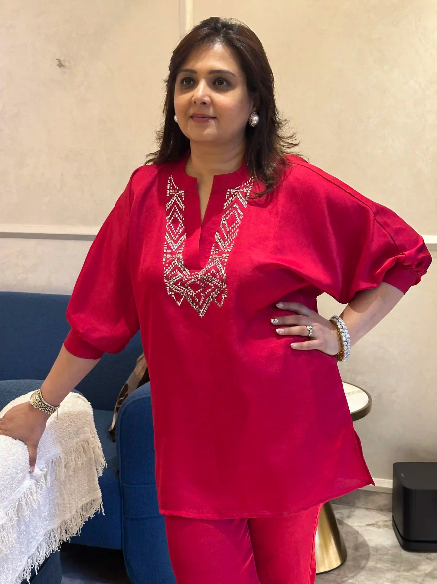 Red baguette cord set