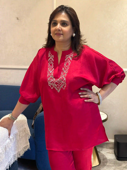 Red baguette cord set