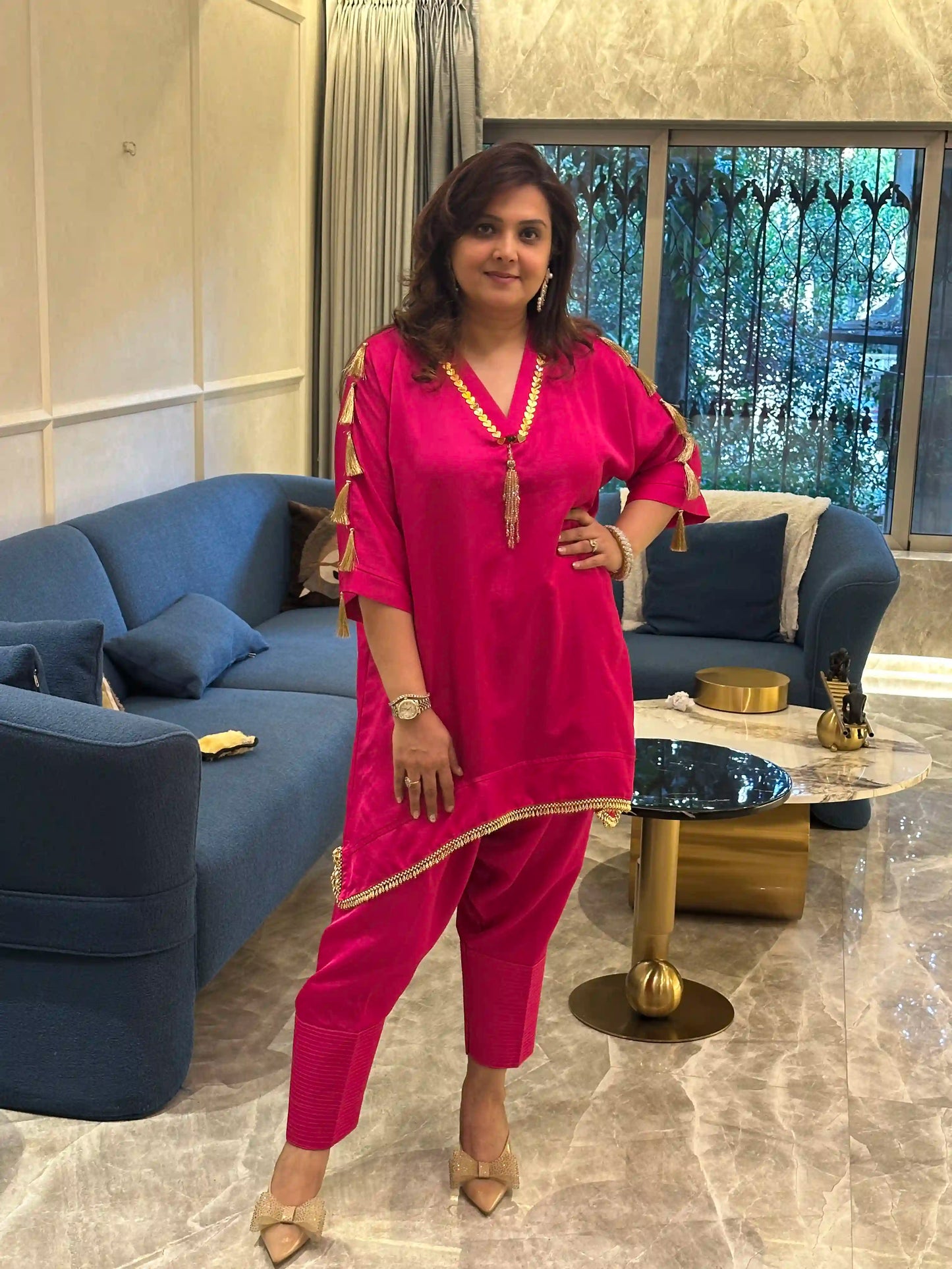 Pink Bahar Drape Kurta Set