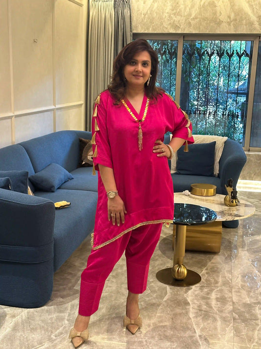 Pink Bahar Drape Kurta Set