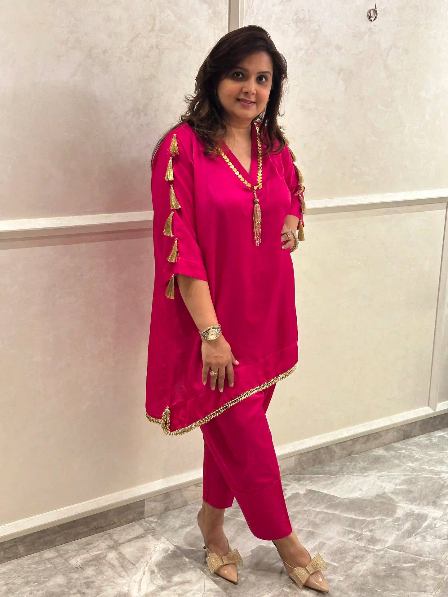 Pink Bahar Drape Kurta Set