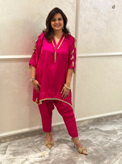 Pink Bahar Drape Kurta Set